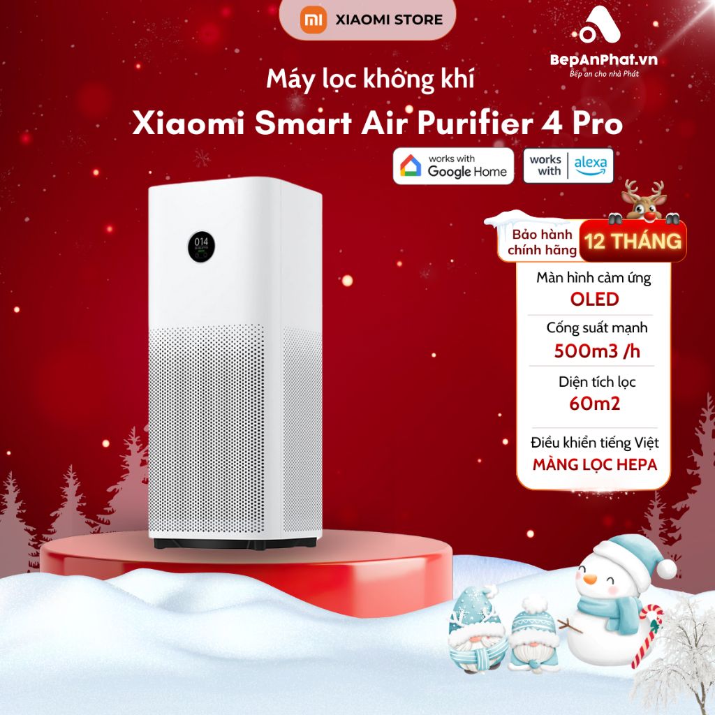 Máy Lọc Không Khí Xiaomi Smart Air Purifier 4 Pro ion lọc 35-60m² - Chính hãng bảo hành 12 Tháng