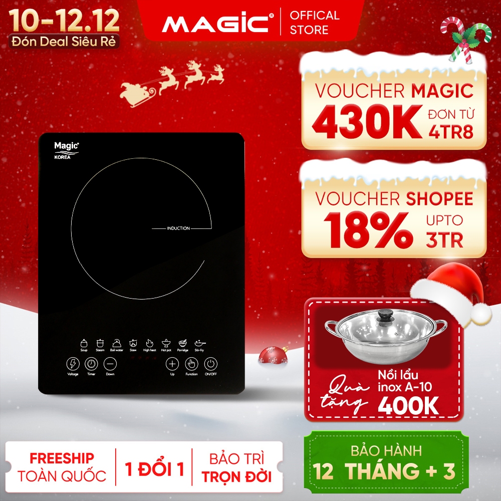 Bếp từ Magic A-50, 8 chức năng nấu tự động, mặt kính Crystal