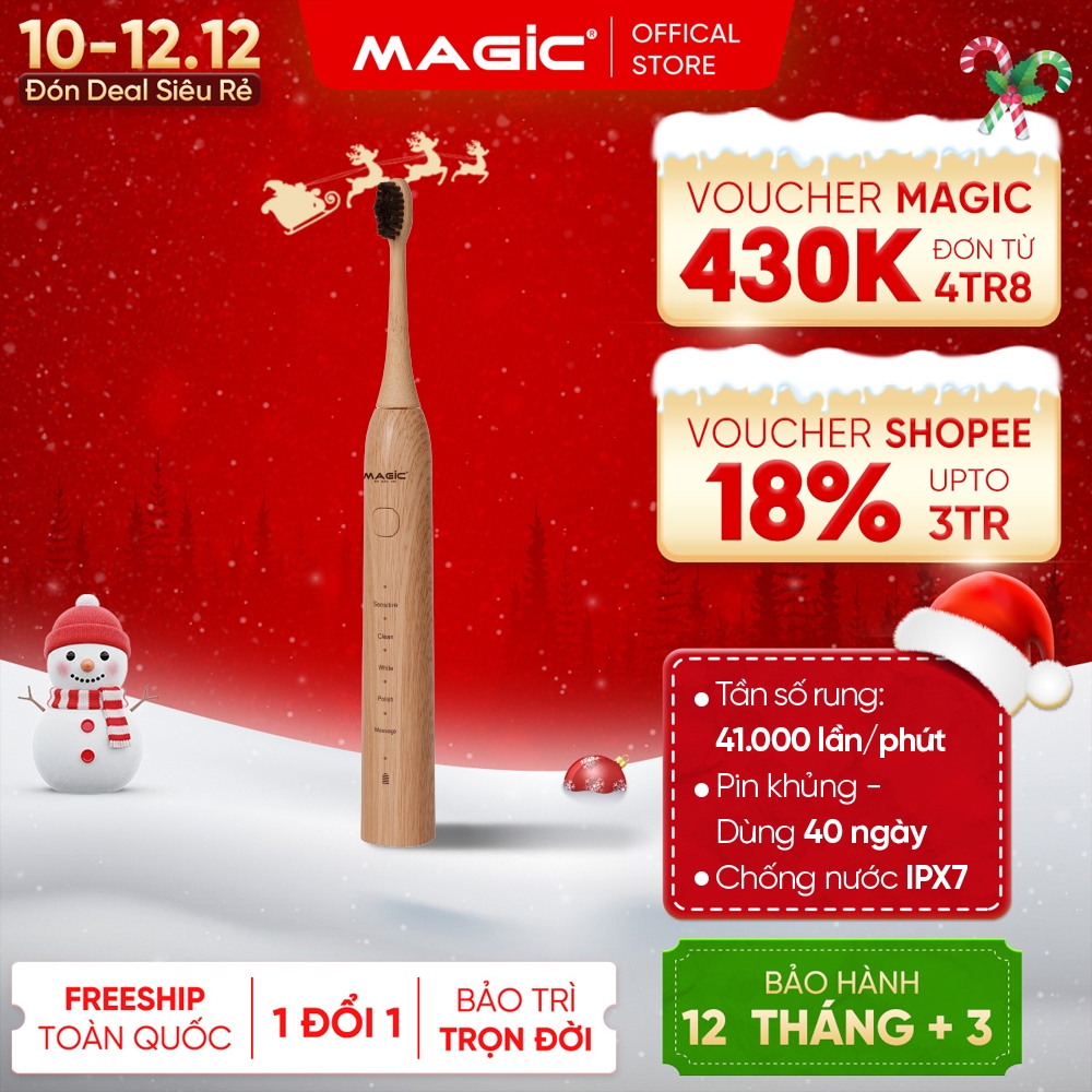 Bàn chải điện Magic B-24, 5 chế độ làm sạch chuẩn nha khoa - Hàng chính hãng